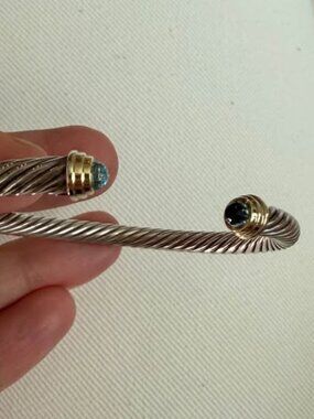 David Yurman Classic Cable Cuff Bracelet 5mm Sterling Silver with 14k Gold